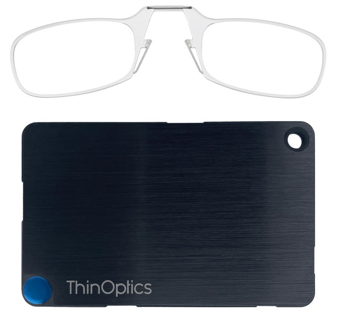 detail ThinOptics Cvikr na čtení + peněženka z ušlechtilé oceli
