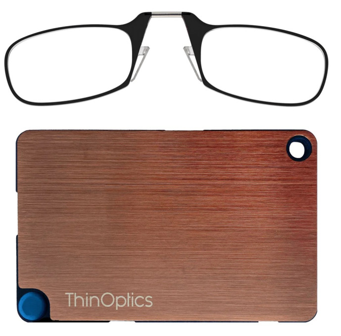 detail ThinOptics Cvikr na čtení + peněženka z ušlechtilé oceli