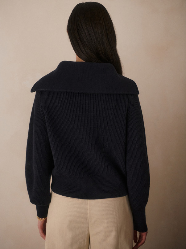 detail Dámský svetr Varley Maura Half Zip Rib Knit